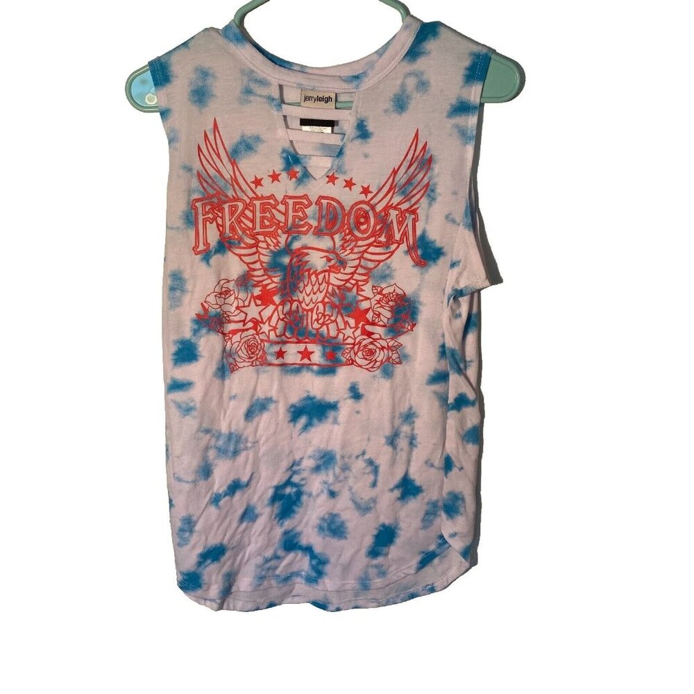 Jerry Leigh Summer Blue & White Tie Freedom imprint Top Sleeveless‎  Size XL Jrs